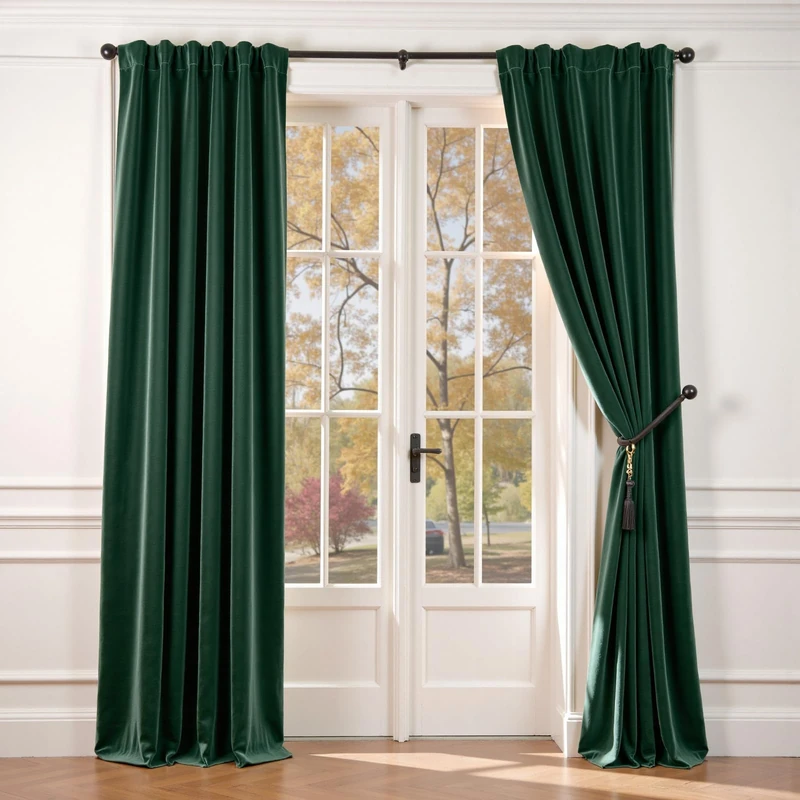 Lazzzy Velvet Blackout Curtains Thermal Insulated Curtains Emerald Green 84 Inches Long Drapes for Bedroom Living Room Noise Reducing Super Soft Luxury Rod Pocket 2 Panels Emerald Green