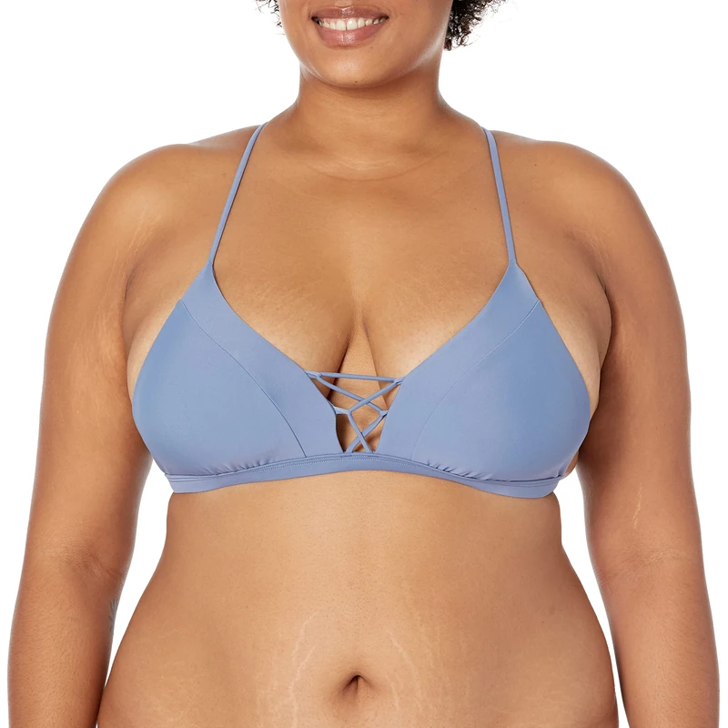 Body Glove Women's Smoothies Phoebe Solid Fixed Triangle Bikini Top Swimsuit, Storm, X-Small