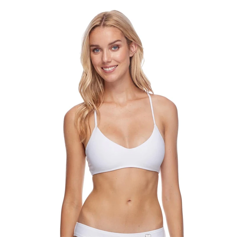 Body Glove Women's Smoothies Alani Solid Strappy Back Halter Bikini Top Swimsuit, Snow, Large