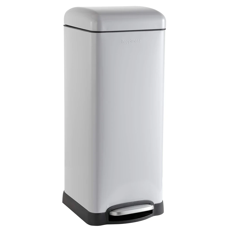 happimess Open Soft Close Step Trash Can, 7.9 Gallon, Gray
