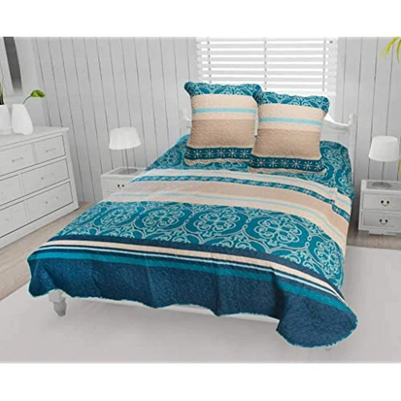 Soleil d'ocre Anna Boutis Cotton Blue 240 x 260 cm