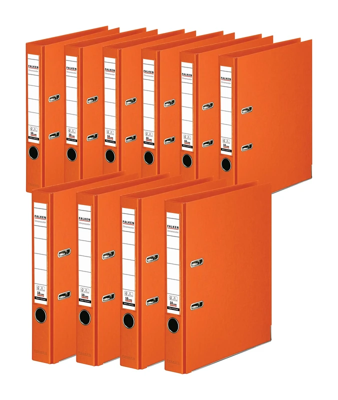 Original Falken 10-pack Chromocolor premium folders. Made in Germany. Plastic cover outside and inside 5 cm wide DIN A4 orange ring binder file folder letter file office folder plastic folder