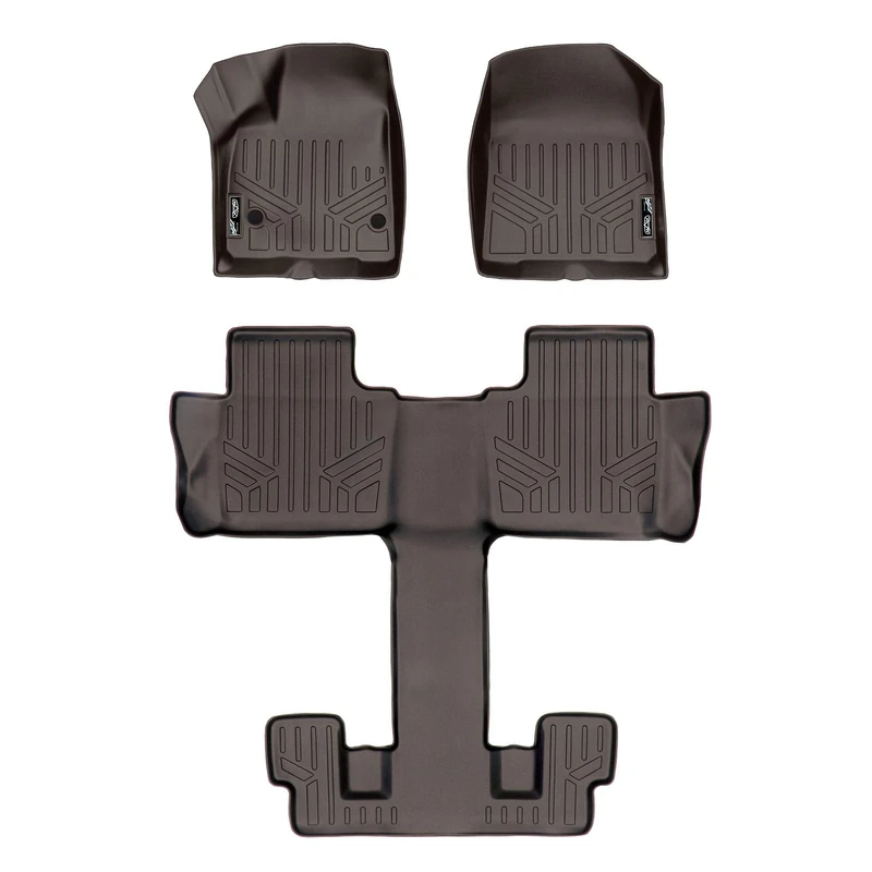 MAX LINER A3230/B3230 Cocoa Custom Fit Floor Mats 3 Liner Set 2017-2019 GMC Acadia with 2nd Row Bucket Seats
