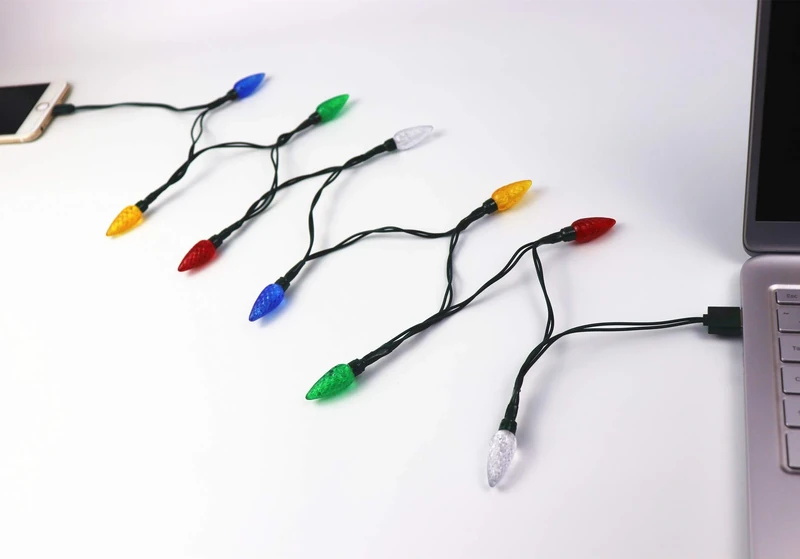 Cewuidy LED Christmas Light Phone Charger Cord USB and Bulb Charging Cable 50inch 10led Multicolor Bulbs Compatible with Phone14/13/12/11 Pro/Pro Max/XS/XS Max/XR/X/8 Plus/ 8/7 Plus/7s Plus/6s/6 etc - Image 1