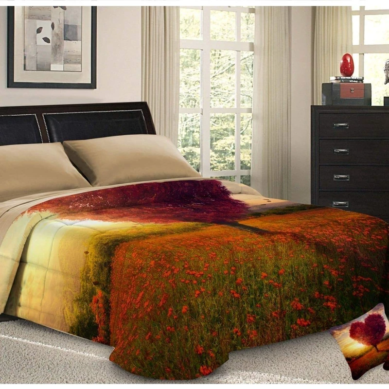 PETTI Artigiani Italiani, Hypoallergenic, Microfiber, Cozy and Warm, Printed Duvet, 100% Made in Italy, Flower Tree, Bed 90 (80/90 x 190/200)