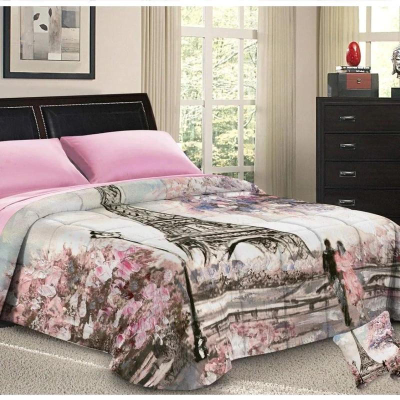 PETTI Artigiani Italiani, Hypoallergenic, Microfiber, Cozy and Warm, Printed Duvet, 100% Made in Italy, Paris, Bed 135 (120/130 x 190/200)