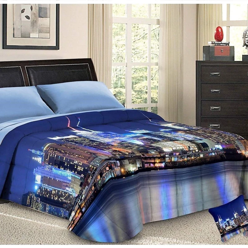 PETTI Artigiani Italiani, Hypoallergenic, Microfiber, Cozy and Warm, Printed Duvet, 100% Made in Italy, New York, Bed 135 (120/130 x 190/200) - Image 1