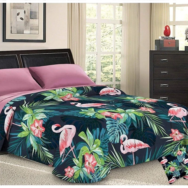 PETTI Artigiani Italiani, Hypoallergenic, Microfiber, Cozy and Warm, Printed Duvet, 100% Made in Italy, Pink, Bed 180 (170/180 x 190/200)