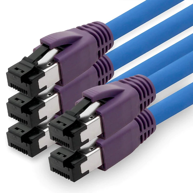 1aTTack.de 7.5m Cat.8 network cable CAT8 cable CAT 8 2000 MHz 40 Gbit s 40GBase-T high end Poe+ patch cable Ethernet cable AWG24 copper LSZH blue - 5 pieces 7.5m