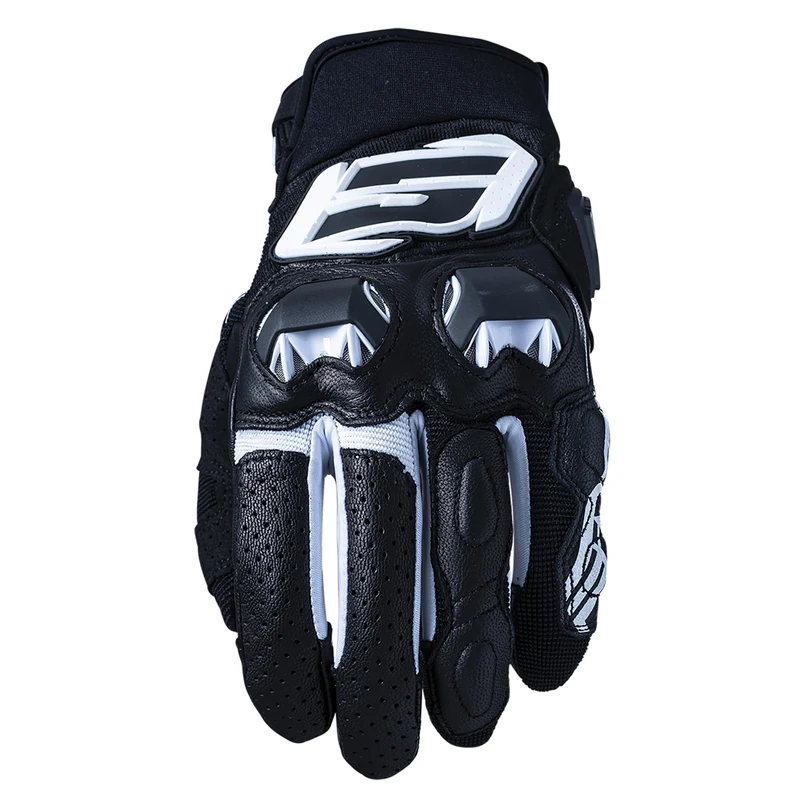Five 830121 Short SF3 Sports Motorcycle Gloves, 1KP Protection, Flexibility Ventilation, Black & White, M
