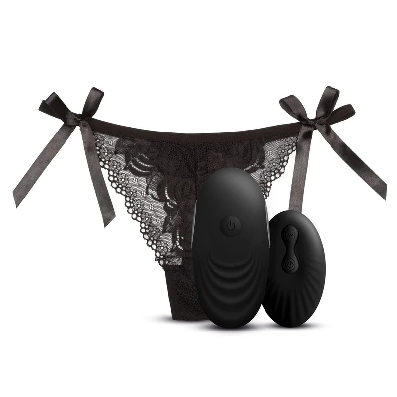 Sway Vibes No. 3 (Black) Vibrator Thong; Waterproof Sex Toys4 Couples; Silicone Sex Toy; Gifts For Women with Remote Control; Includes Lace G-String