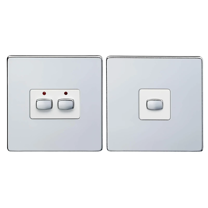 Energenie MIHO092 MiHome 2-Gang Light Switch Chrome (Master/Slave) - Pack of 2 - (> Accessories)