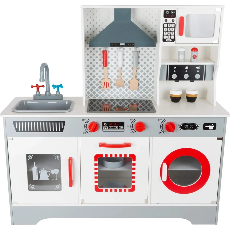 small foot 11081 Premium Play Kitchen made of wood, incl. coffee maker, dishwasher, washing machine & more, for ages 3+