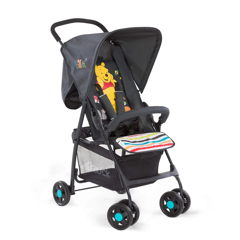 hauck Disney Lightweigt Pushchair Sport / Compact Folding / Fully Reclining / Lie-Flat Position From Birth / XL Shopping Basket / Sun Canopy / Up to 18 Kg / Winnie The Pooh / Geo Black