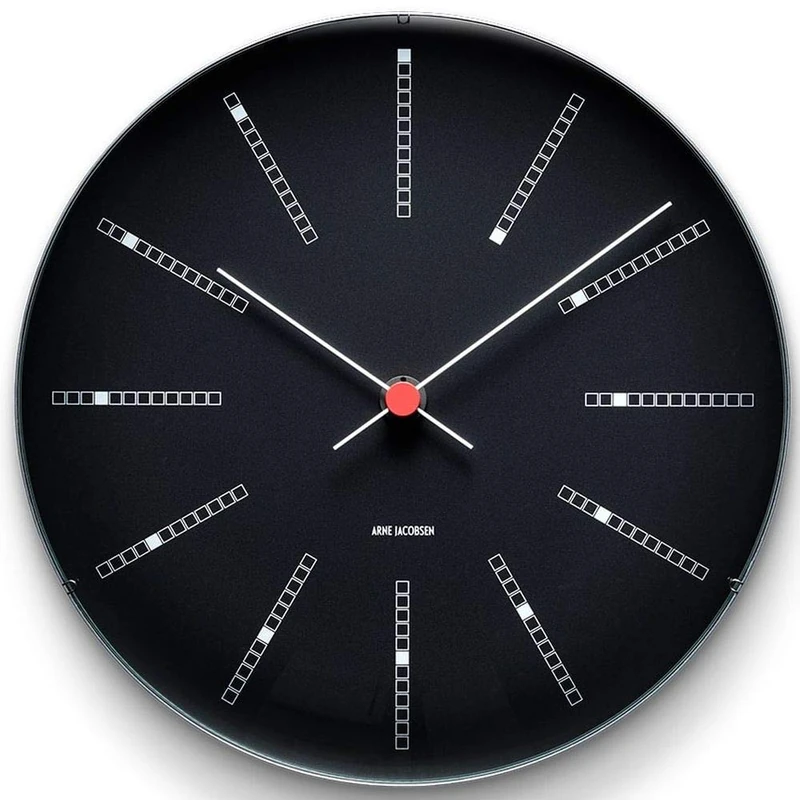 Arne Jacobsen Wall Clock Diameter 29 cm Bankers Original Design Creative Details Black