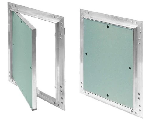 Inspection Flap GK Insert 500x500mm Plasterboard 12.5mm KRAL14 Inspection Door Service Door 50x50cm Maintenance Cleaning Maintenance Flap Vent with Aluminium Trim Suitable for Moist Rooms Green Drywal