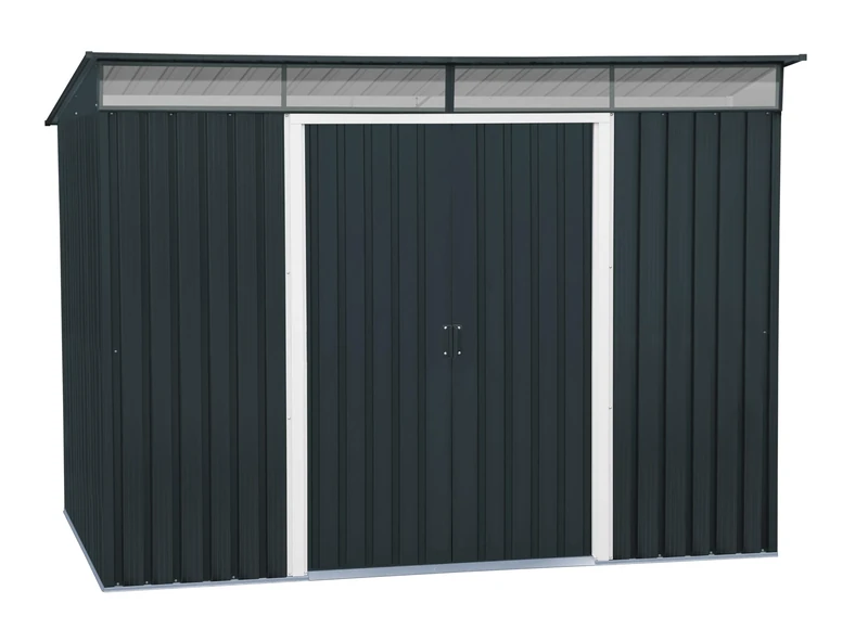 Duramax TOP Pent Roof Skylight 8 x 6 (4.86 m2) Metal Garden Shed, Made of Hot-Dipped Galvanized Steel, Strong Reinforced Roof Structure, Built-in skylight for sunlight, Metal Storage Shed, Anthracite