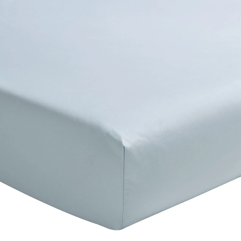 ESSIX Royal Line Double Fitted Sheet, Cotton Percale, Ice Blue, 2 x 90 x 200 cm