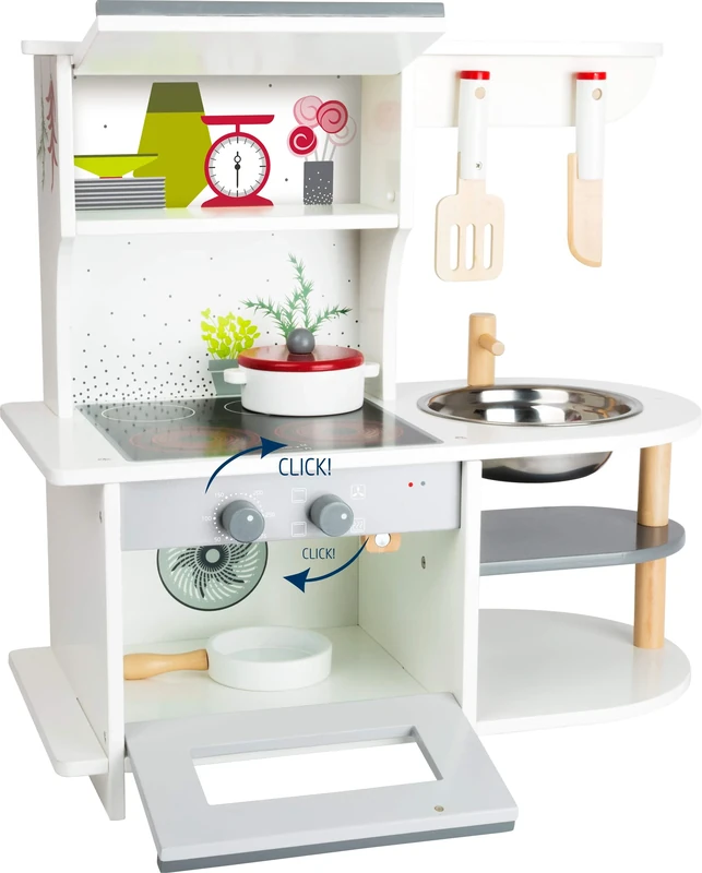 small foot 11159 Children's kitchen with oven, pan, saucepan, kitchen utensils and washbasin, from 3 years old