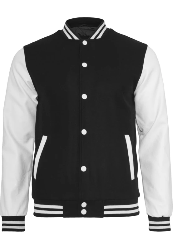 Urban Classics Men's Oldschool College Jacket, blk/wht, 4XL