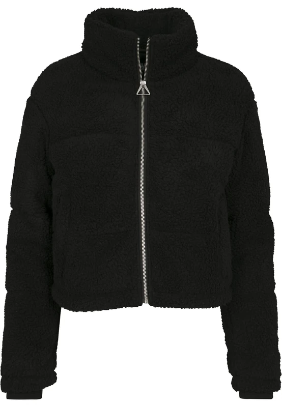 Urban Classics Women's Ladies Boxy Sherpa Puffer Jacket, Black (Black 00007), X-Small