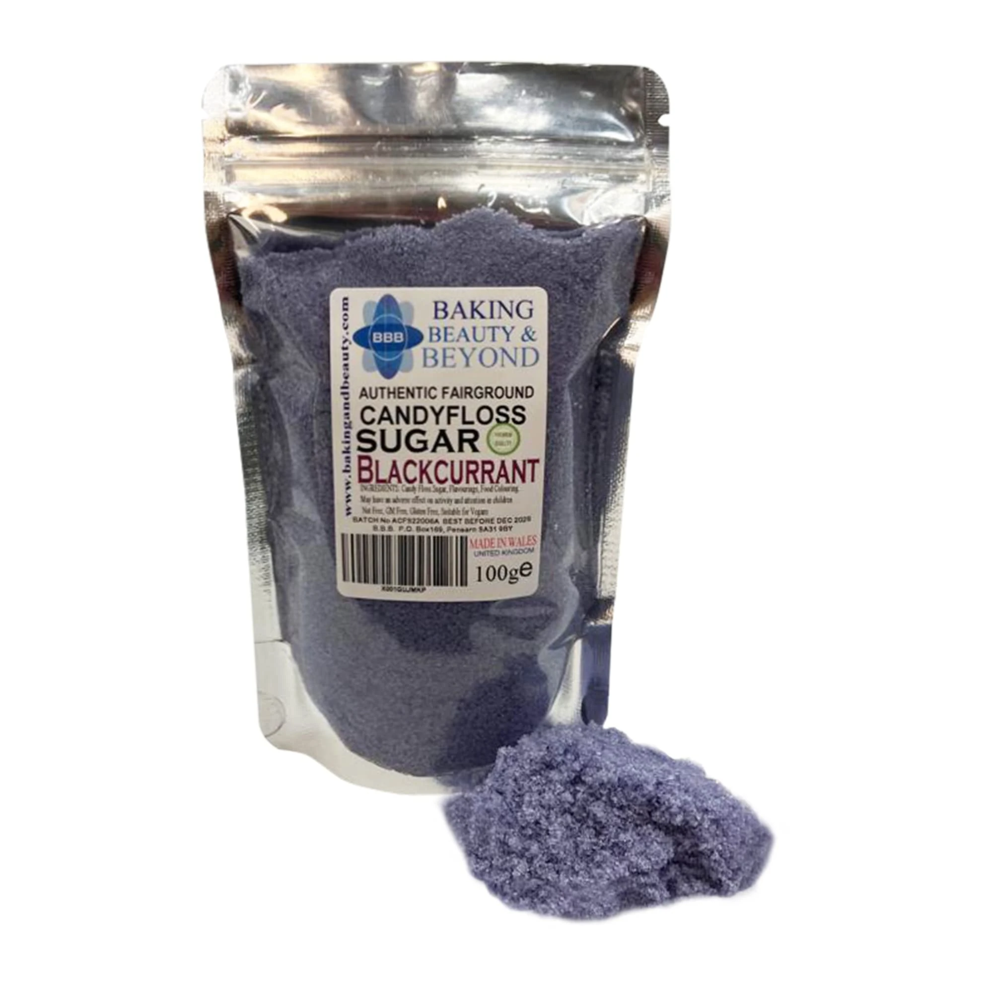 Baking Beauty and Beyond Premium Candy Floss Sugar 100g - Blackcurrant Flavour