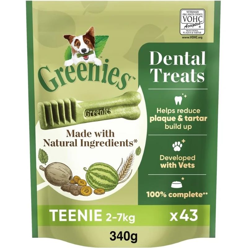 Greenies Original Adult Teenie Dog Treats 43 x Dental Chews 340g (Pack of 6)