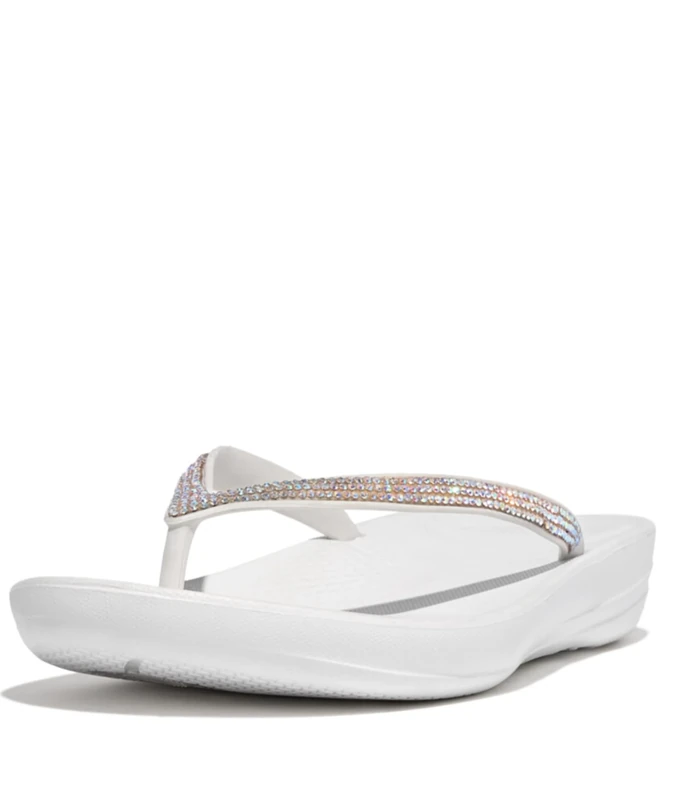 Fitflop Women's Sparkle Classic iQushion Flip Flops - Lightweight & Comfortable with Natural Arch Support - Urban White - 7 UK