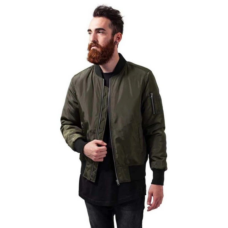 Urban Classics Men's Two-Tone Contrast Bomber Jacket, Darkolive/Black, XXXL