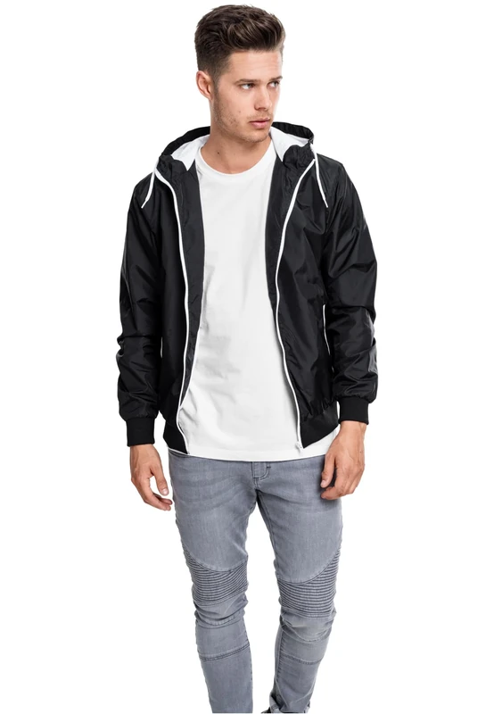 Urban Classics Men's Contrast Windrunner Jacket, Black/White, 5XL