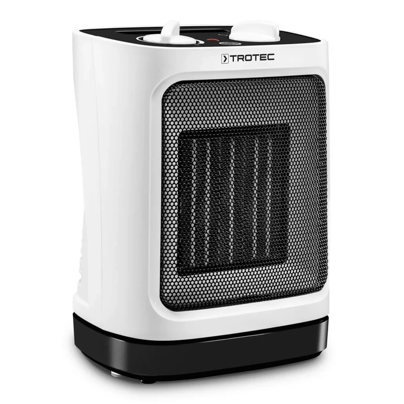 TROTEC Ceramic Fan Heater TFC 17 E Heating Power 1200 W / 2000 W Electric Heater with Thermostat, Room Size 24 m² to 60 m³, 60° Oscillation Function
