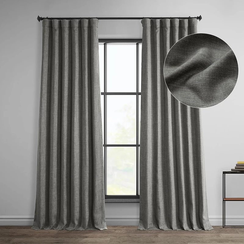 HPD Half Price Drapes Faux Darkening Curtains-84 Inches Long Luxury Curtains for Bedroom & Living Room (1 Panel), 50W X 84L, Blazer Grey, Linen, 50" W x 84" L (Pack of 1)