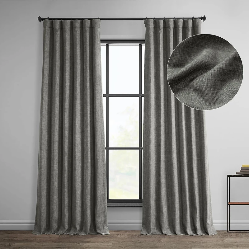 HPD Half Price Drapes Faux Linen Textured Room Darkening Curtains for Bedroom 108 Inches Long (1 Panel), 50W X 108L Curtains for Living Room Home Decor, Blazer Grey