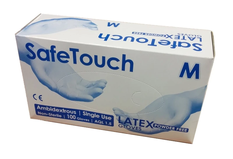 SafeTouch 50000052 Powder Free Latex Gloves, Large (Pack of 100)