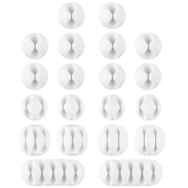 U-horizon 20 Pack Multipurpose Cable Clips, Long Lasting Cable Drop Organizer, Cord Management System, Desktop Wire Holder, Hider for Computer Or Mouse Cord, Home Office, White - Image 1