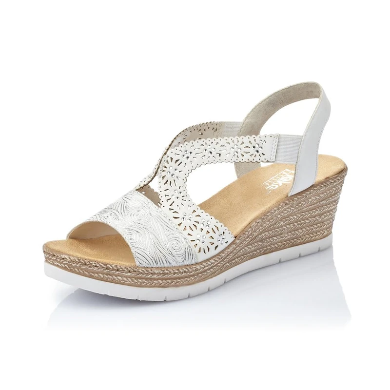 Rieker Women Sandals 61916, Ladies Platform Sandals,Platform Sandal,Summer Shoe,Comfortable,Thick Sole,White (Weiss / 80),37 EU / 4 UK