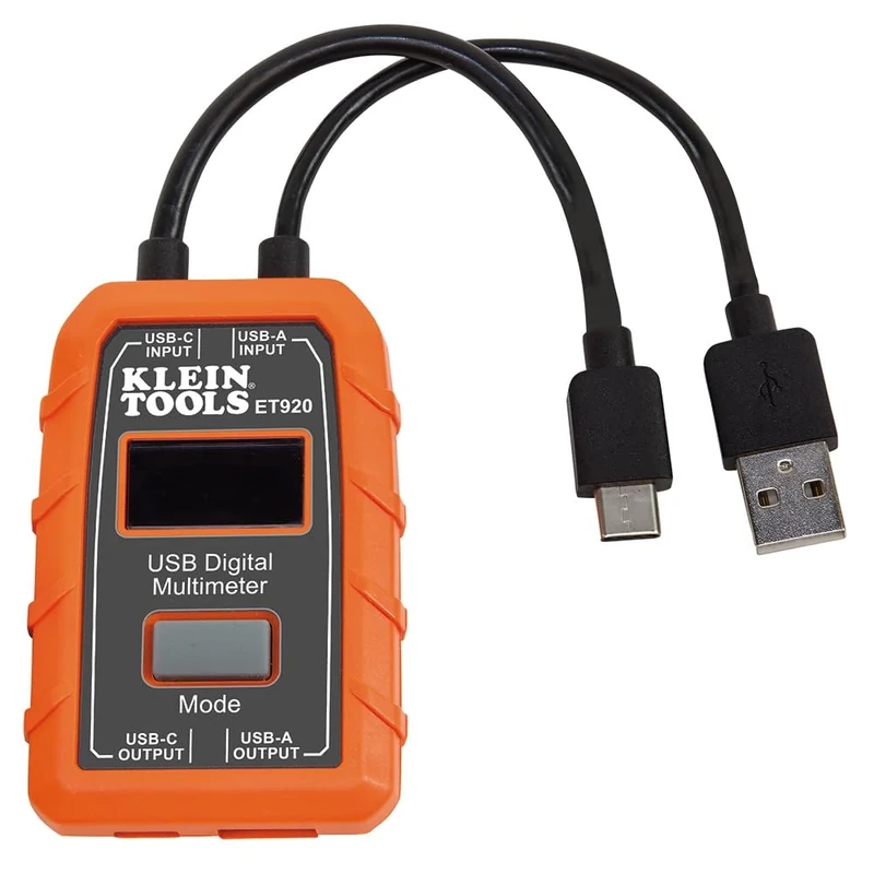 Klein Tools ET920 USB Power Meter, USB-A and USB-C Digital Meter for Voltage, Current, Capacity, Energy and Resistance - Image 1