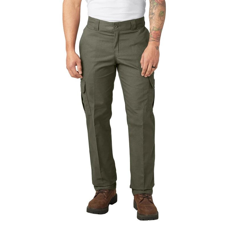 Dickies Men's Regular Straight Stretch Twill Cargo Pant Work Utility, Moss, 42W x 32L