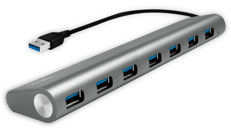 Logilink UA0308 USB 3.0 Hub for PC/Laptop, 7-Port Aluminium Case, Silver