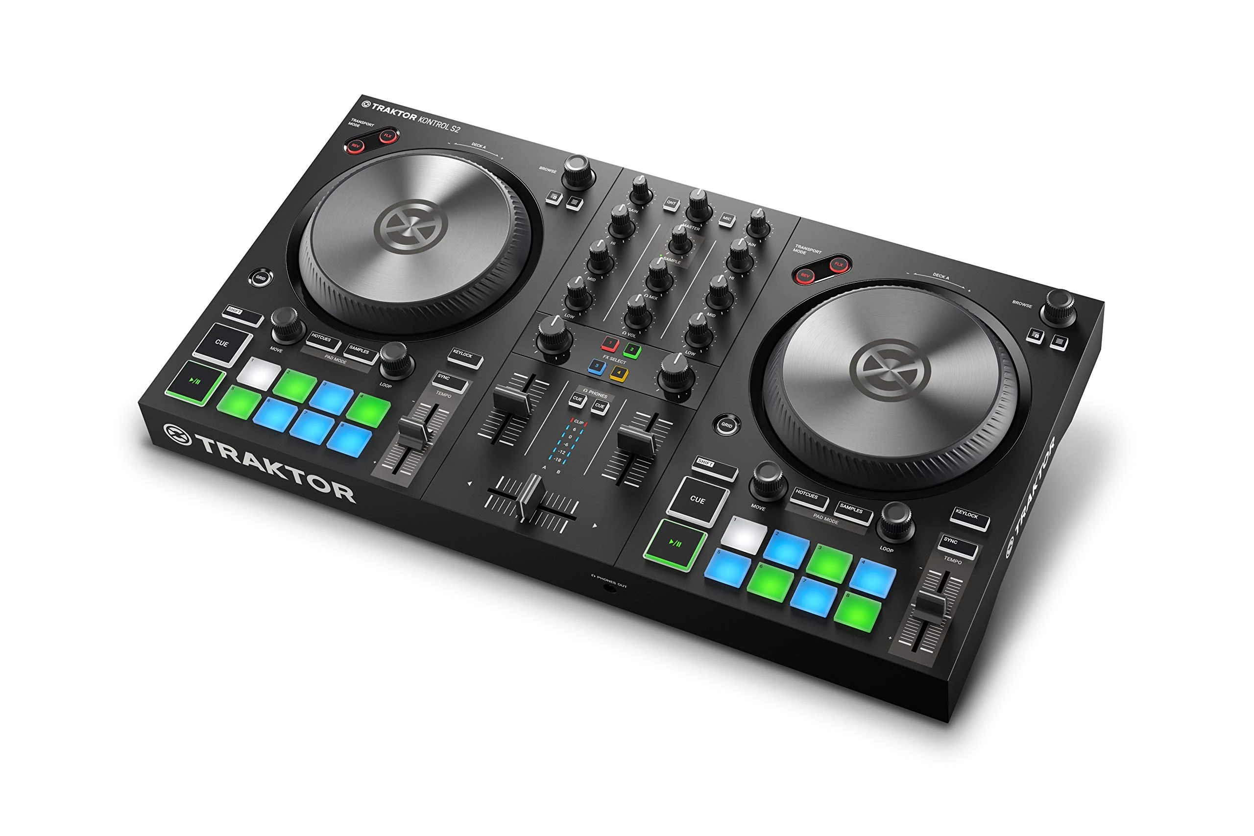 Native Instruments Traktor Kontrol S2 MK3, 2-Channel DJ Controller, 16 Pads, Integrated Soundcard, Traktor Pro 4 Included, Black