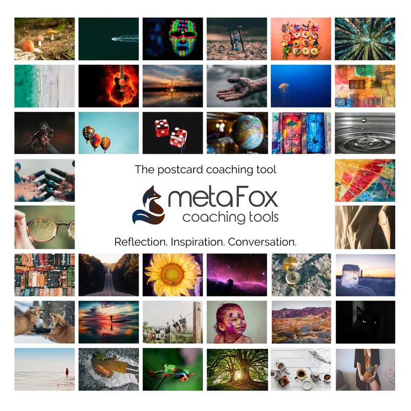 metaFox - 52 Coaching Picture Cards ORIGINAL - Conversation Starter Cards and Facilitation Tools for Coaching, Workshop, Training, and Therapy