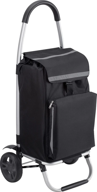 Meister 54L Foldable Shopping Trolley with Cooling Compartment, Black, Aluminium Frame, 20kg Capacity, 2 Swivel Wheels