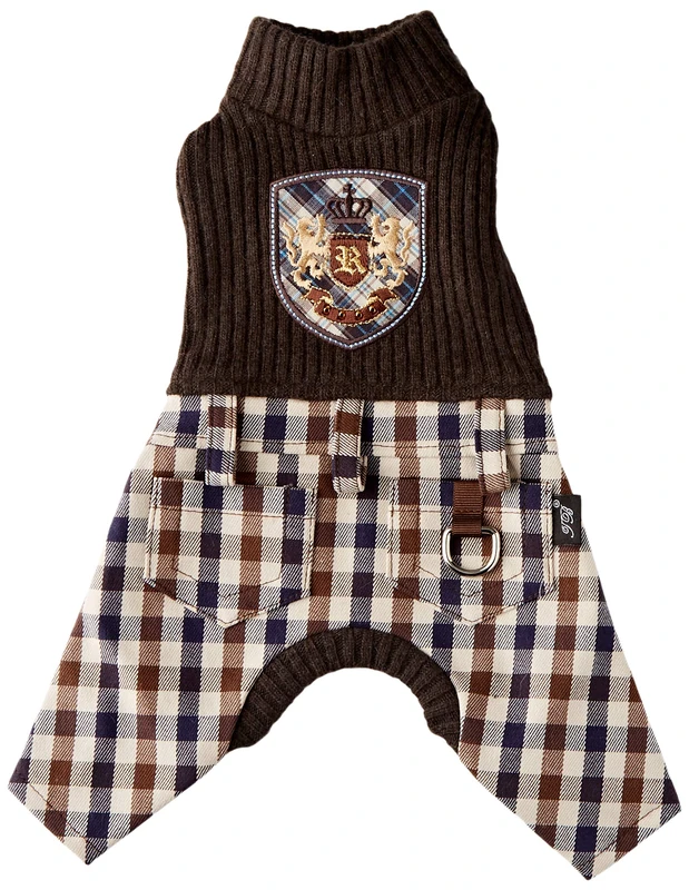 Trilly All Brilli Cambridge 4 Leg Woollen Romper with Scottish Trousers and Thermal Application Brown XXS - 1 Product