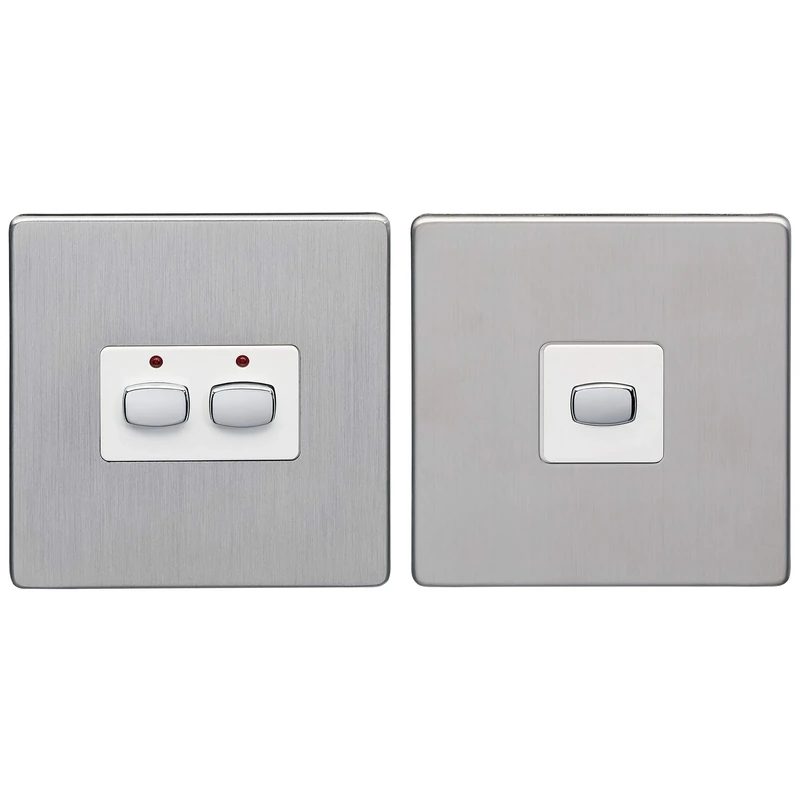 MiHome Smart Brushed Steel 2 Gang Light Switch (Two-Way)