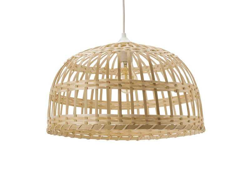 LUSSIOL Phuket Pendant Light Bamboo 60 W, Natural, Diameter 40 x Height 22 cm
