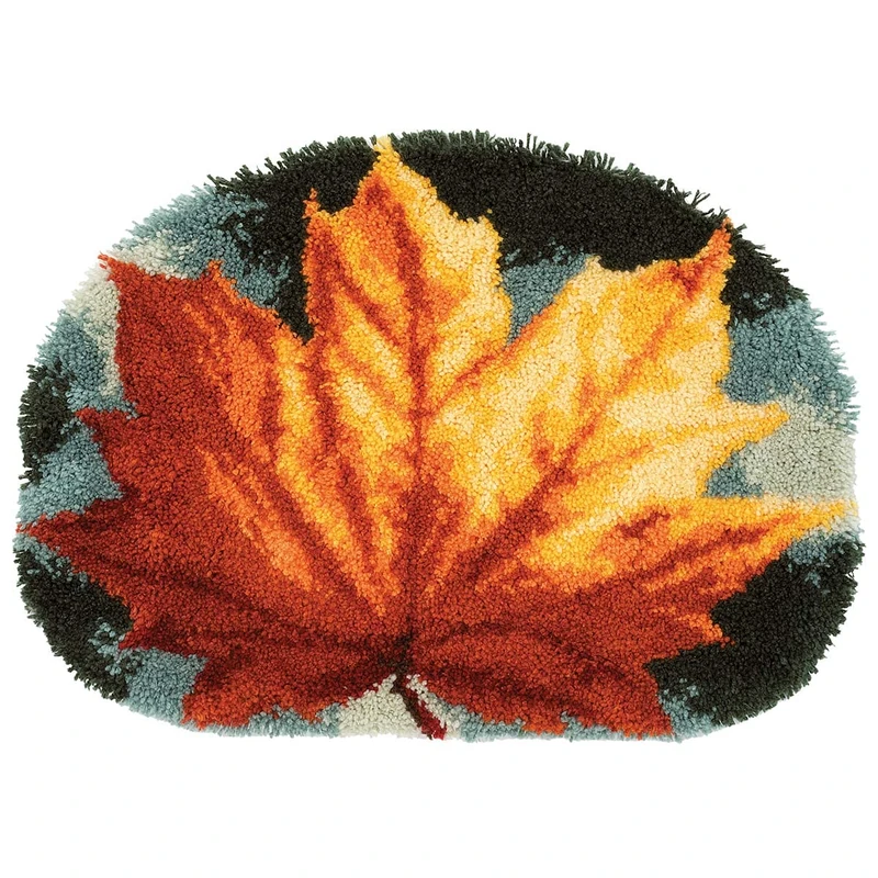 Vervaco Latch Hook Rug: Shaped: Kit: Autumn Leaf, Cotton, NA, 70 x 50cm