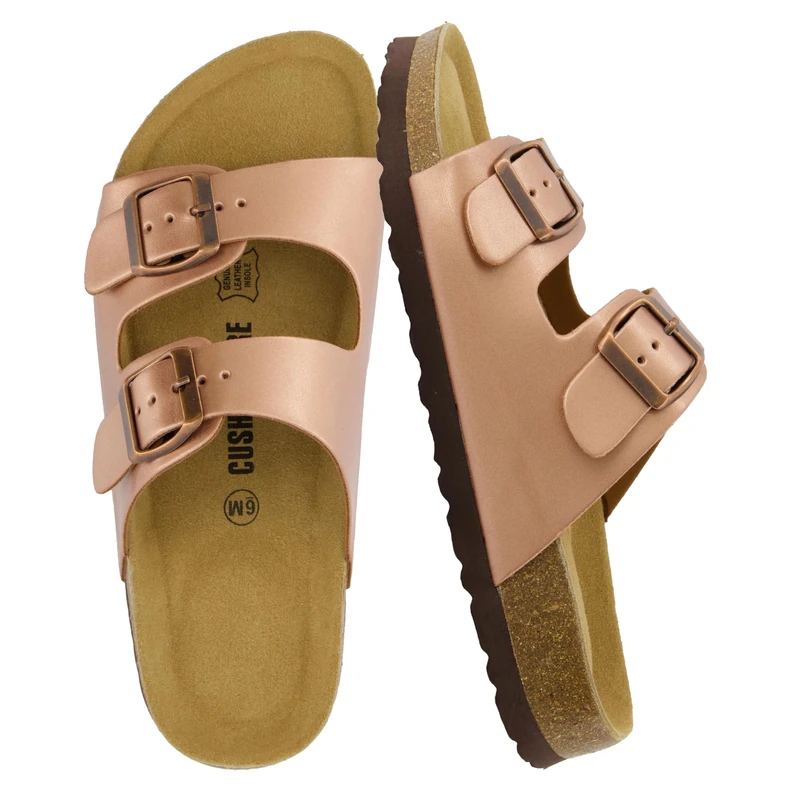 CUSHIONAIRE Women's Lane Cork Footbed Sandal with +Comfort, Gold, 7 UK