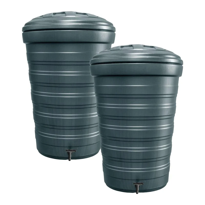 PLANT!T 200L Stackable Water Butts - Set of 2, Black