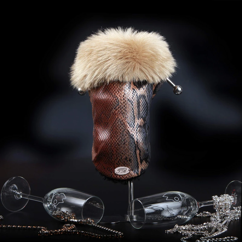 Trilly All Brilli Tori Coat Faux Leather Effect Python with Neck in Faux Leather Brown XXS - 1 Product