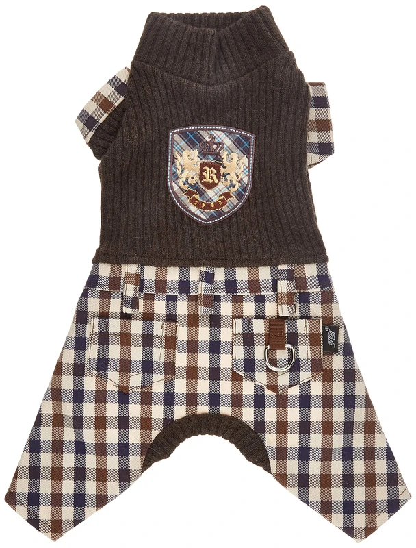 Trilly All Brilli Cambridge 4 Leg Woollen Romper with Scottish Trousers and Thermal Application, Brown, S - 1 Product